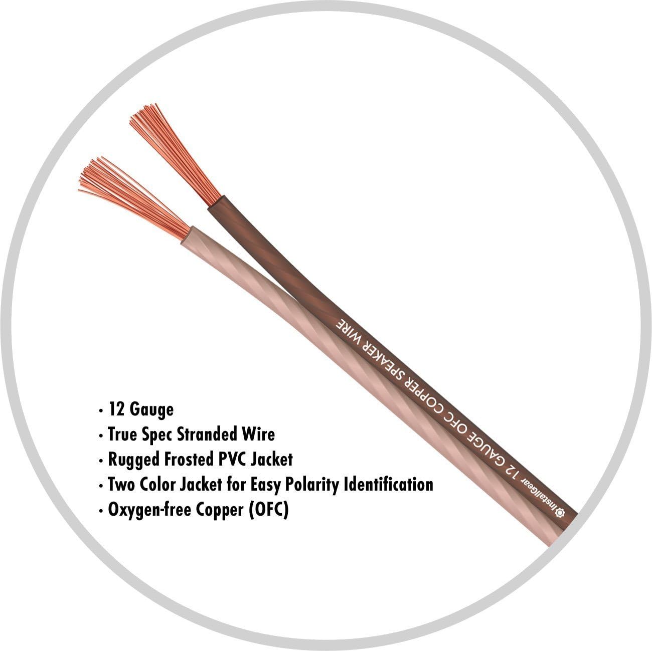 InstallGear 12 Gauge Speaker Wire - 99.9% Oxygen-Free Copper - True Spec and Soft Touch Cable (30-feet)
