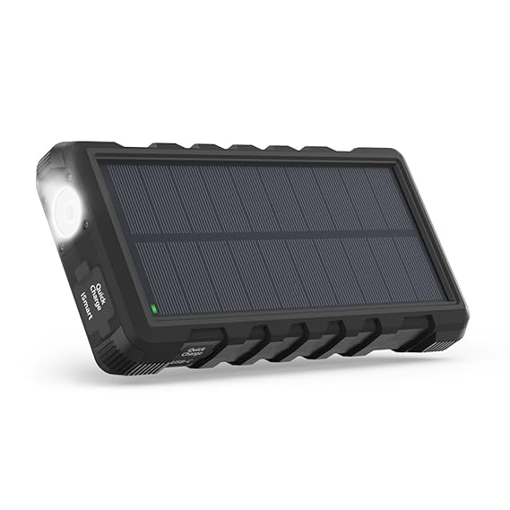 Solarladegerät QC 3.0 RAVPower 25000mAh Powerbank Outdoor Tragbares Externer Akku mit Micro-USB und Typ-C-Anschlüssen, Schnel