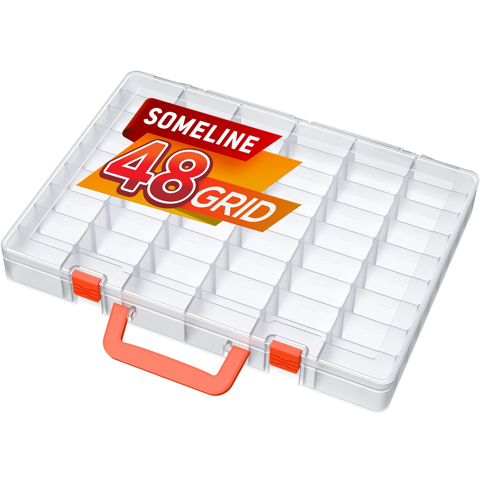 SOMELINE® Plastic Storage Box with 48 compartments | Stable sorting box for screws, small parts, small and sewing utensils | Perfect storage box for nails and screws | Dimensions: 36.5x27x4.5cm