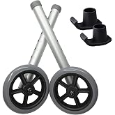 EldHilfe Walker aid Replacement Aluminum Caster Wheels &amp; Non-Slip Foot Pads | 2pc Heavy Duty Aluminum Build, Tpr Non-slip Pads, Universal Fit, Smooth Rolling Indoor Outdoor Mobility Aid for Seniors