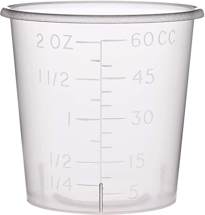 Two Ounce Measuring Cups with Rounded Brims for Medicine