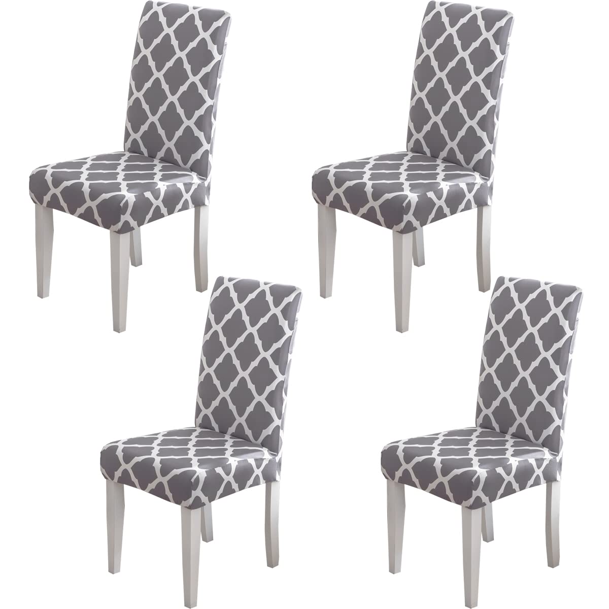 HZDHCLH Chair Cover Slipcover Chair Cover Washable Softness for 4/6 PCs Elastic Installation Chair Protector (Grid/Grey, 4 PCS)
