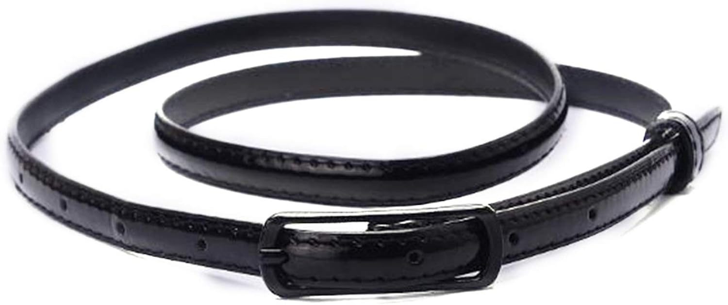 Thin Leather Women Belt with Pin Buckle Belt for Dresses, Black, 105cm