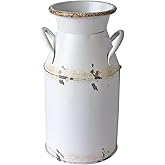 Fauevav Galvanized Milk Can Antique Retro Vase Metal Planter Rustic Vintage Primitive Flower Holder Farmhouse Country Plant for Home Office Decor, 7.6”