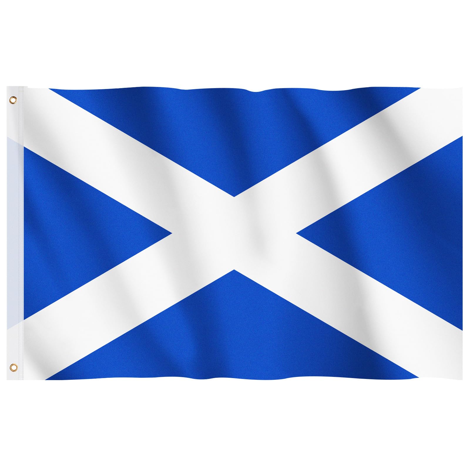Hianjoo Scottish Flag 5ft x 3ft with Eyelets, Coronation Decorations, Vivid Color Fade Proof Polyester Canvas Header Double Stitched National St Andrews Cross Flag 90 * 150CM