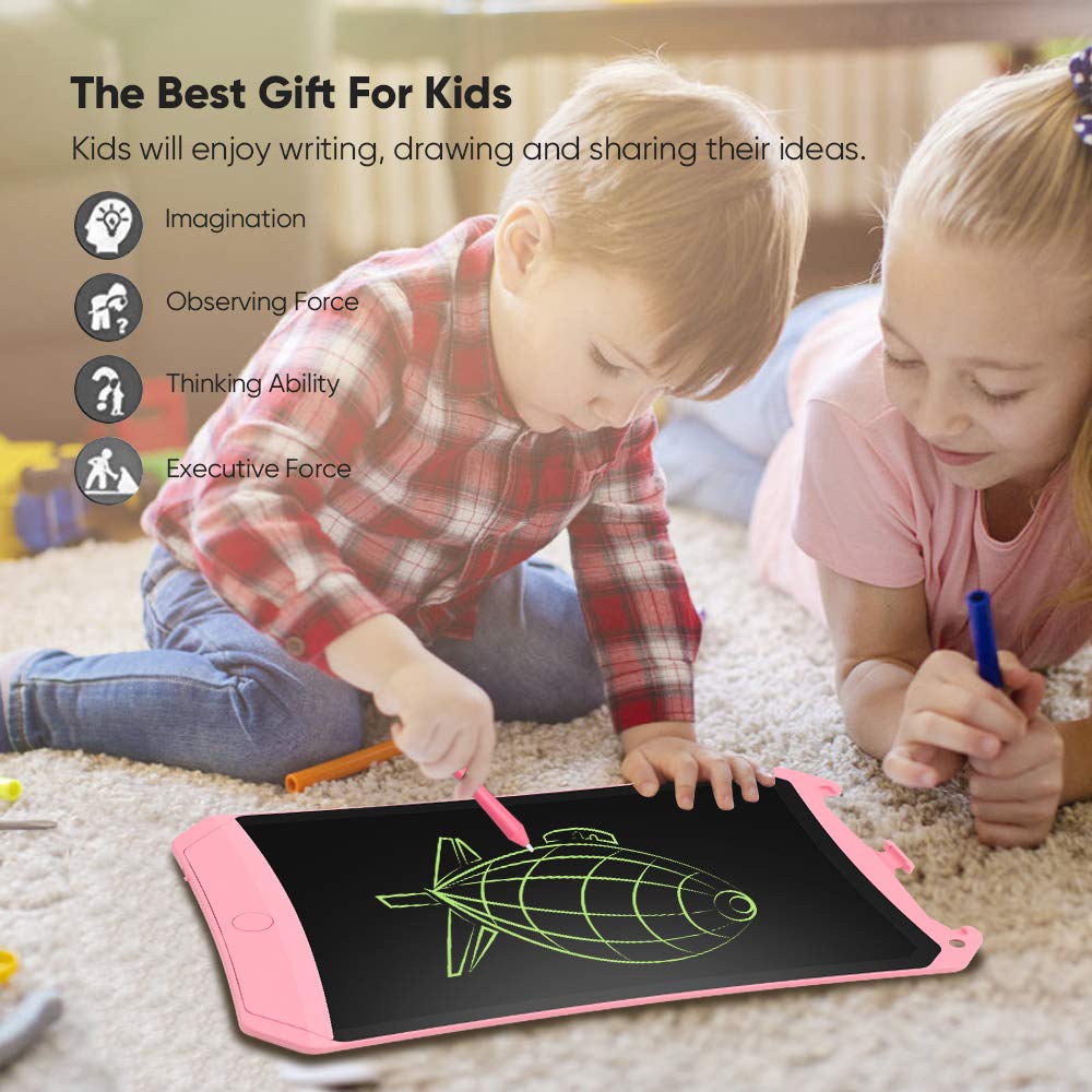 LCD Writing Tablet, 8.5 Inch Electronic Drawing Writing Board for Kids & Adults, Handwriting Paper Doodle Pad for School Office Fridge or Family Memo Electronic Graphic Drawing Tablet (Pink)