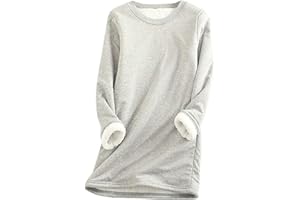 hlysgo Women Fall Fashion Fleece Sweatshirts Long Sleeve Comfort Pullover Tops Plush Warm Winter Fuzzy Blouses