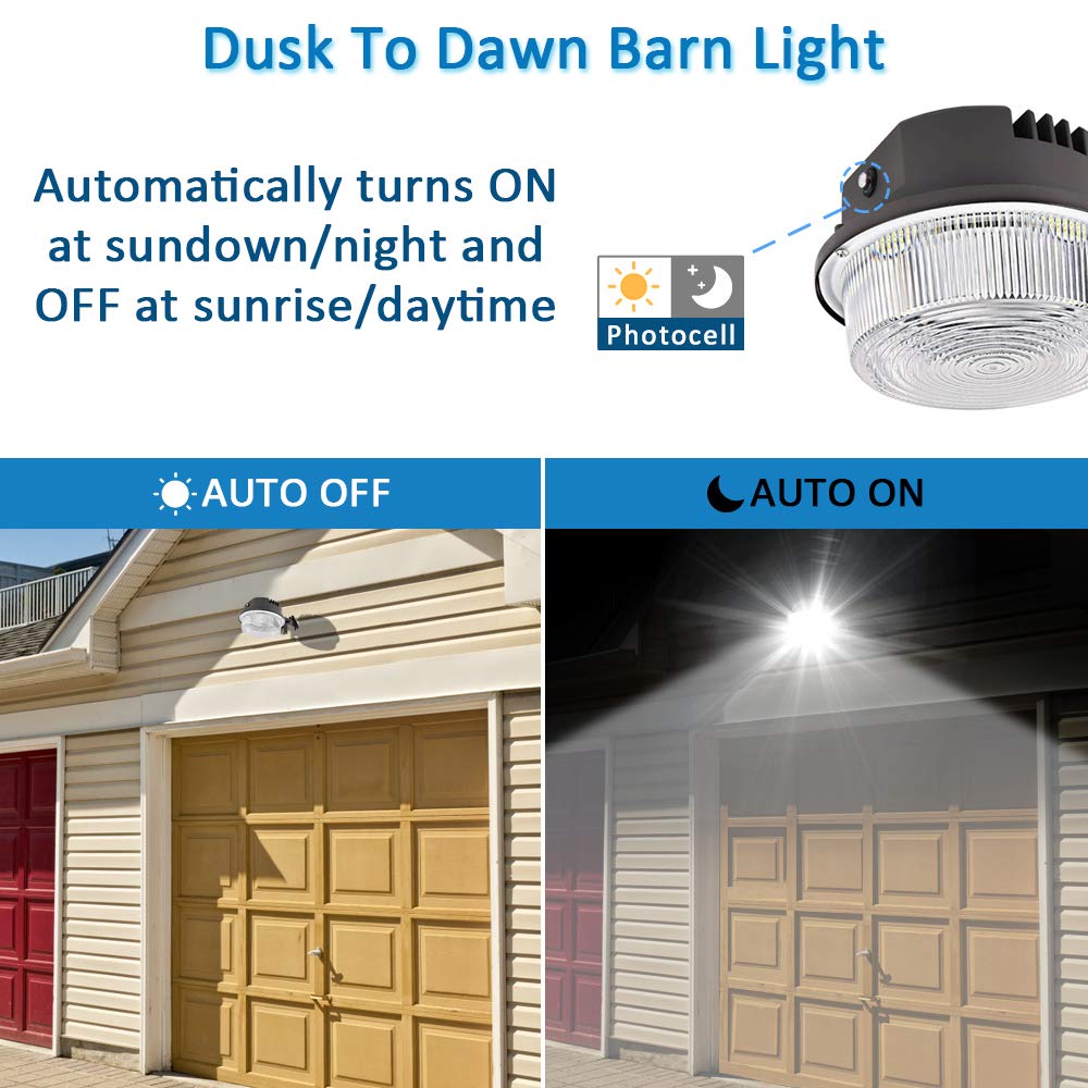 SZGMJIA LED Barn Light 70W, Dusk to Dawn Outdoor Light with Photocell, LED Yard Area Light 5000K Daylight 10,500lm 700W MH/HPS Replacement, AC100-277V IP65 Waterproof for Farmhouse Garage, ETL Listed