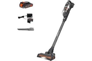 BLACK+DECKER POWERSERIES 20V MAX Cordless Stick Vacuum Cleaner, Household Vacuum Cleaners for Hardwood Floors and Carpet, LED Lights, Detachable, Anti-Tangle, Lightweight, Bagless (BHFEA18D1)