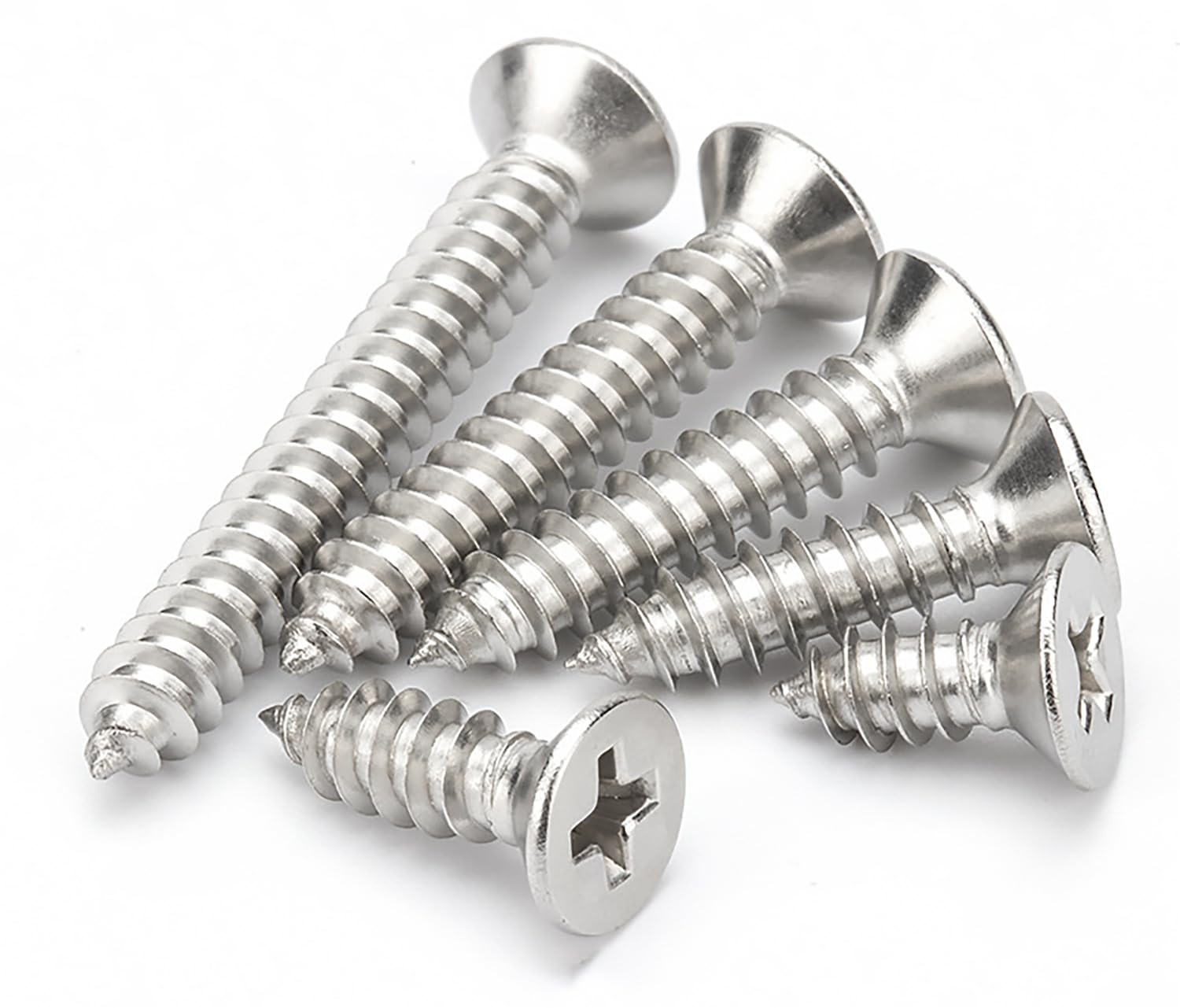 M3.5x45mm Phillips Flat Head Wood Screws 304 Stainless Steel Self-Tapping Full Thread for Wood/sheet-metal/plasterboard(50pcs) — image 1