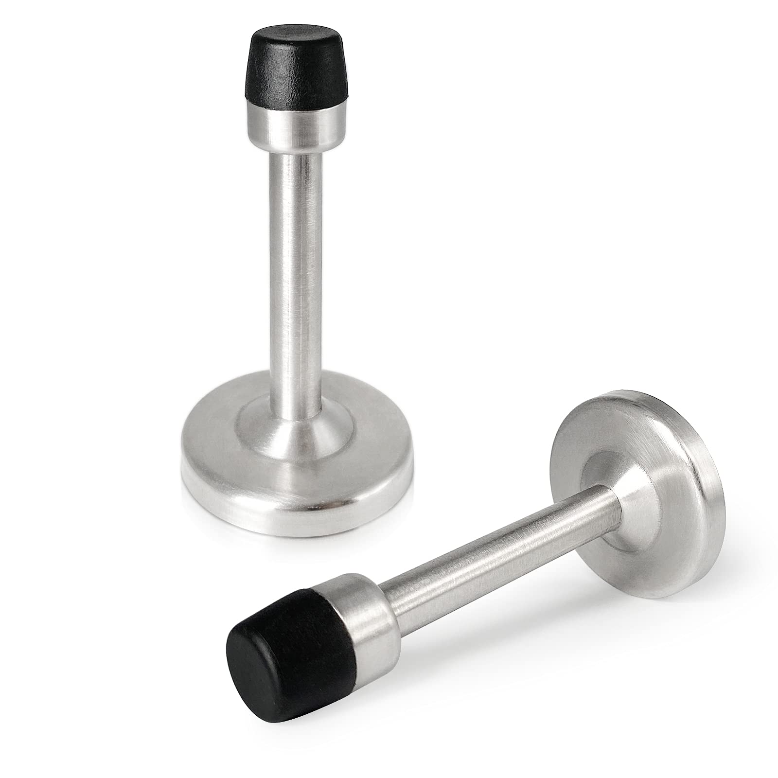 4 Inch Long Door Stop, Brushed Nickel Stopper for Skirtings, Stainless Steel Wall Mounted