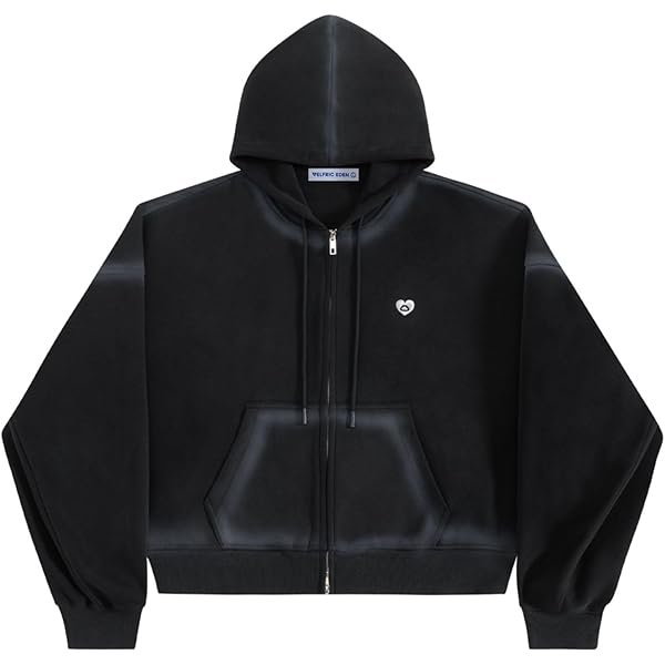 Aelfric Eden Hoodies Washed Solid Zip Up Hoodie Casual Cropped