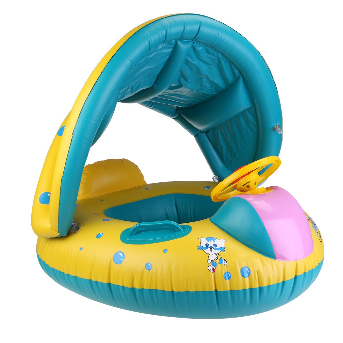 baby swimming float boat seat sunshade yellow inflatable