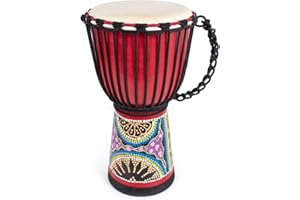 Djembe Drum,Kmise 8" African Hand Drum Mahogany Standard Goat Skin Drumhead