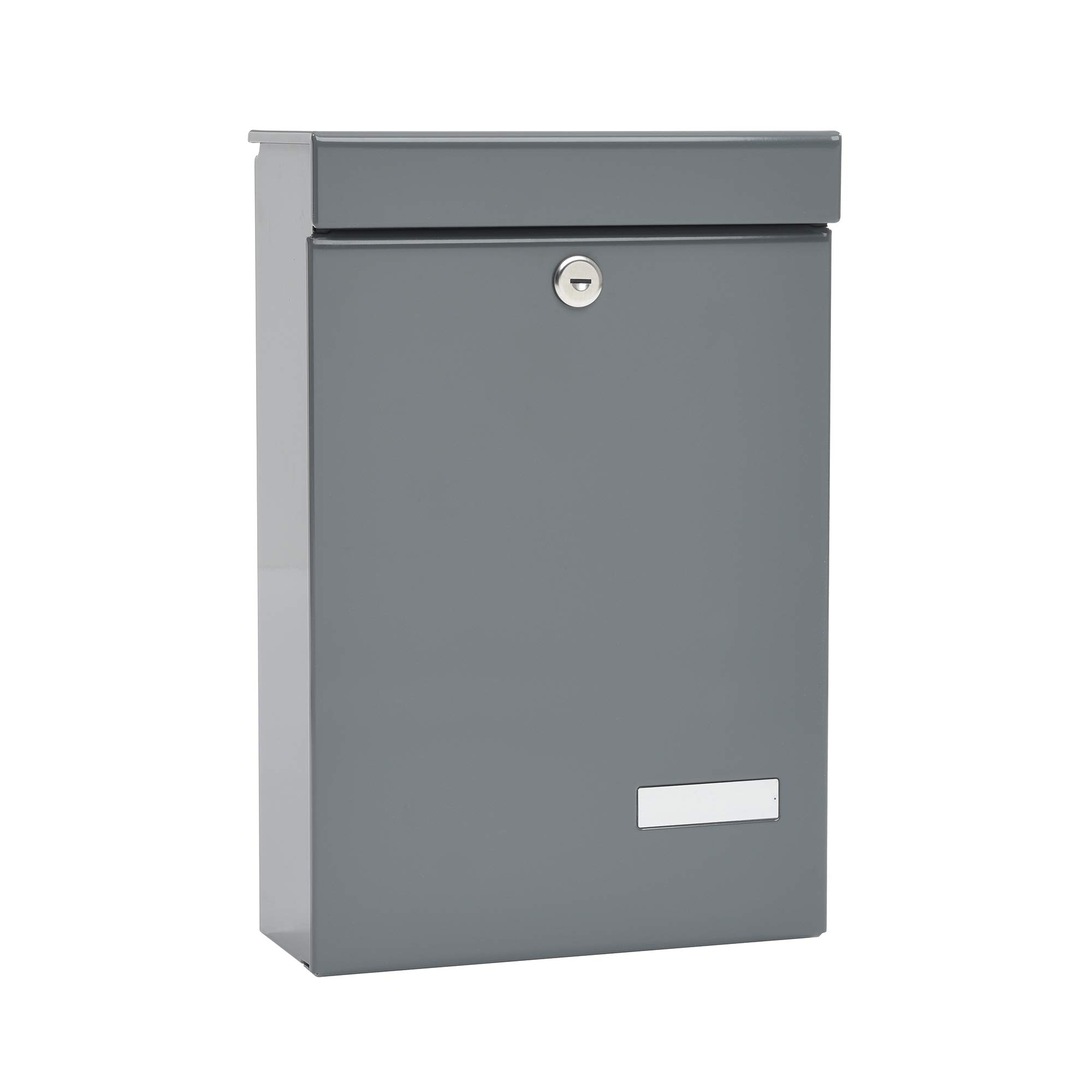 Renz MEFA Piccola 134500DE Letterbox with Name Plate Grey Post Box with Lock Size 405 x 270 x 118 mm