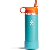 Hydro Flask Kids Water Bottle for School - Stainless Steel and Insulated with Straw Cap - 18 Oz in Seaspray Blue