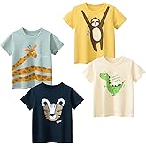 TABNIX Boys' 4-Pack Excavator Short Sleeve Crewneck T-Shirts Top Tee Size 2-7 Years Toddler Boys' Value Pack Cotton T-Shirt