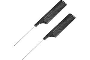 Jawflew Professional Rat Tail Comb For Women Girls - Barber Comb Styling Comb Dresser Hair Comb Styling Comb For Curly, Braiding, Styling Hair (2 Pack, Black)