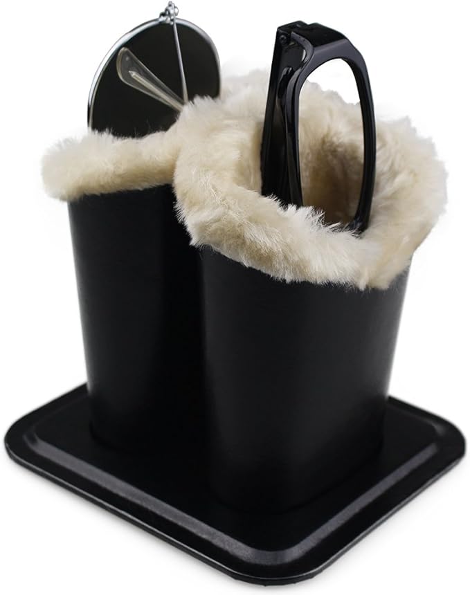 Mustar Glasses Holder Stand For Two Eyeglasses Black Pu Leather Dual Eyeglasses Holder Plush Lined Protective Glasses Case Eyewear Stand For Desks Or Nightstands Light Blue Men Clothing Accessories