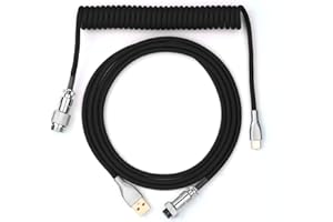 EPOMAKER Mix 1.8m Coiled Type-C to USB A TPU Mechanical Keyboard Space Cable with Detachable Aviator Connector for Gaming Key