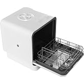 Xevaldric Countertop Dishwasher with 6L Built-in Water Tank Portable Dishwasher 360&deg; Dual Spray High-Temp&amp; Air-Dry Function for Apartments