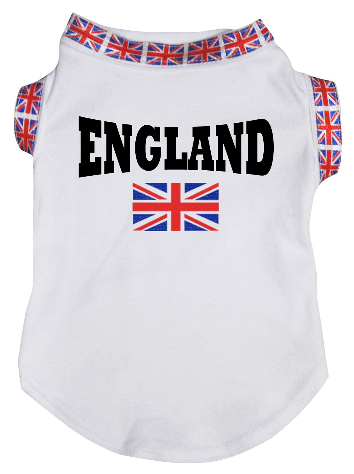 Petitebelle England Flag Print Puppy Dog Shirt (White, Large)