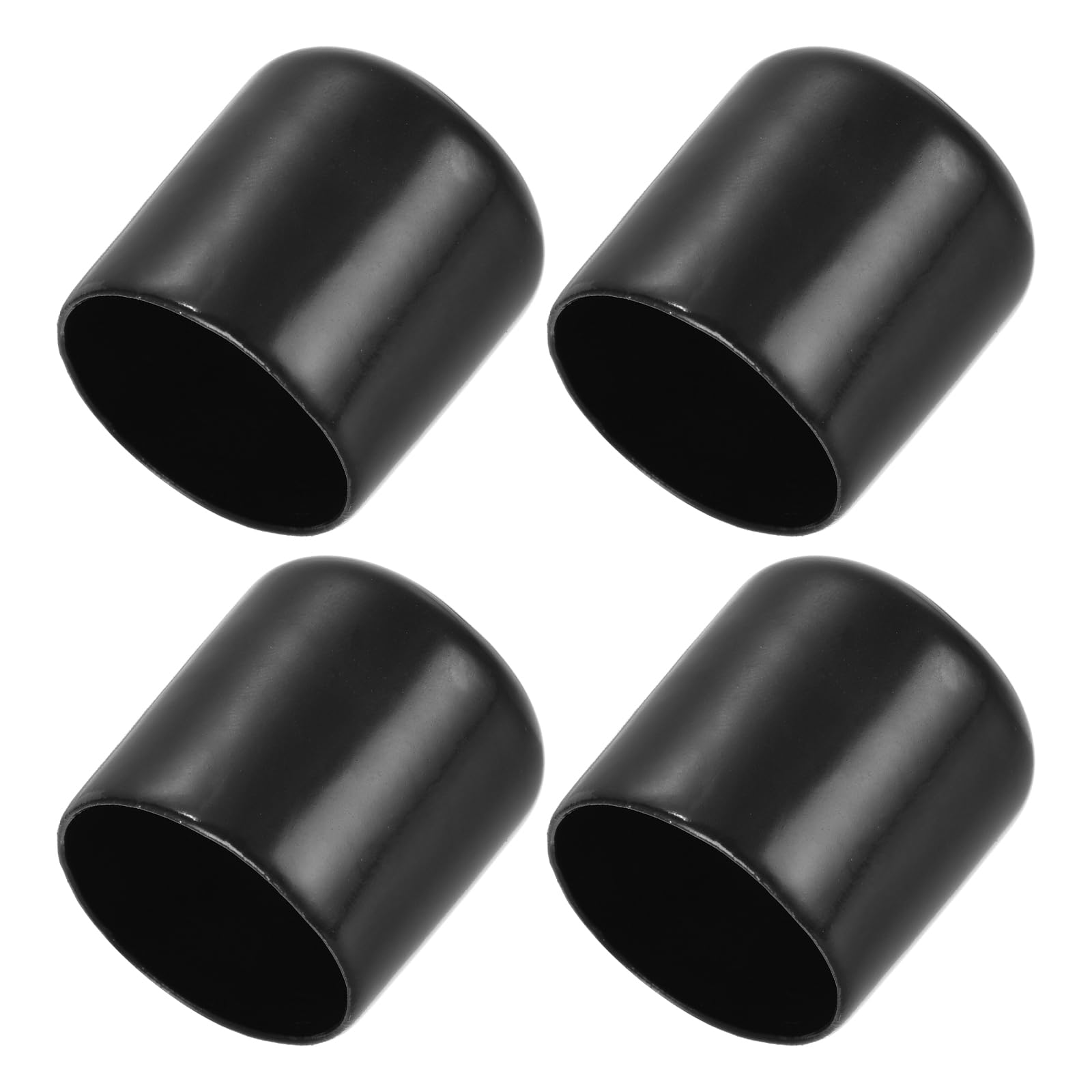 PATIKIL 30MM Vinyl Rubber End Caps, 4 Pack Flexible Bolt Screw Covers Caps Round Thread Protector Caps for Metal Tubing Rod Bolts, Black