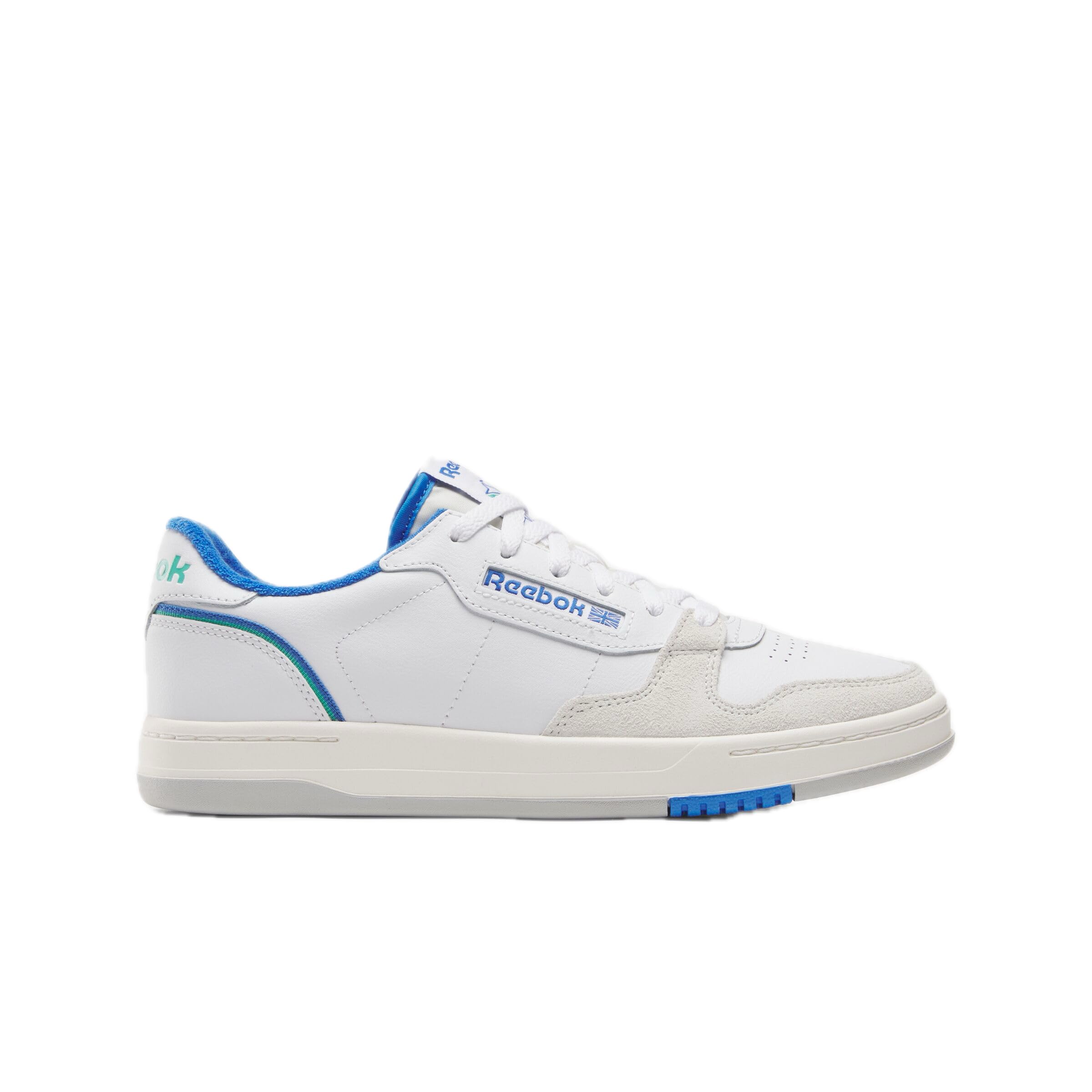Reebok Unisex Phase Court Sneaker, White/Chalk/Kinetic Blue, 5.5 US Men
