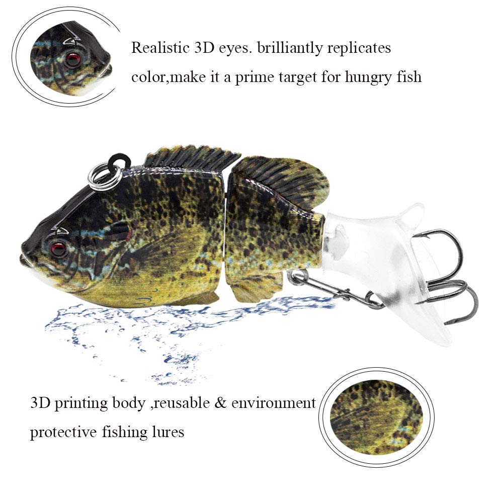 YL OUTDDOR Fishing Lures Panfish Swimbaits Hard Topwater Bass Lures Crank Saltwater 2.95”/0.46oz
