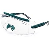 UKNOW Safety Goggles Over Glasses, Anti Fog Safety Glasses with Clear Wraparound Lens, ANSI Z87.1 Protective Eyewear