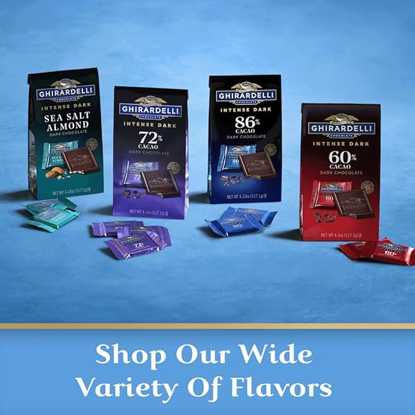 GHIRARDELLI INTENSE DARK SEA SALT 60% CACAO SQUARES, 4.1 OZ BAG (PACK OF 6) – DARK CHOCOLATE CANDY WITH SEA SALT FOR GIFTING & SHARING