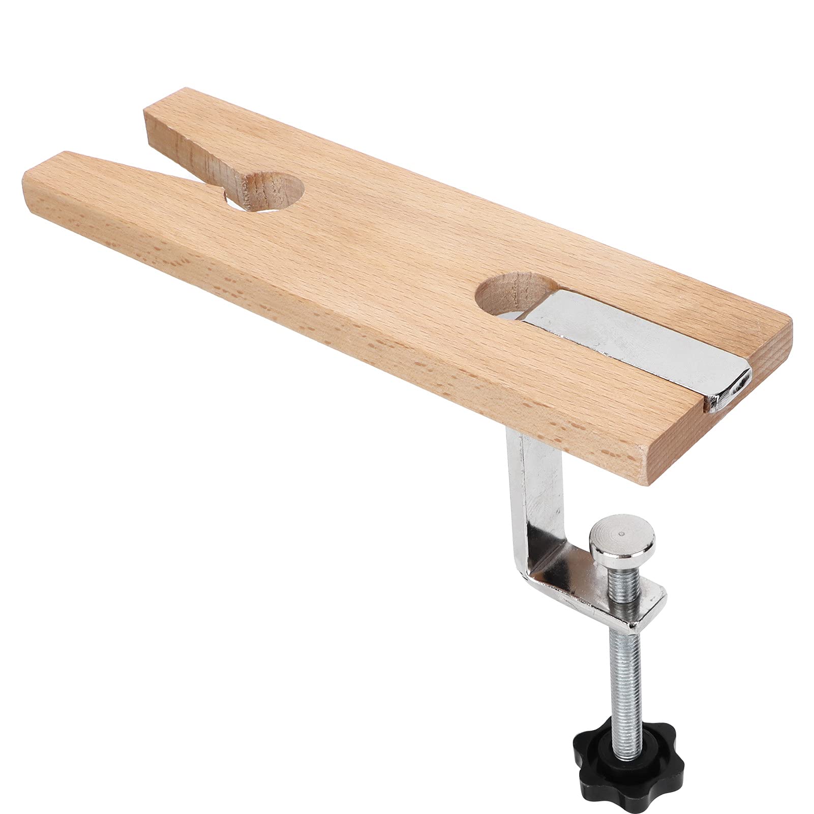 Essentials V-Shaped Hardwood Workshop Bench Peg Jewellery Making Tool with Steel Clamp, 193 x 62 x 15mm, Fret Saw Bench Pin for Jewellery Making