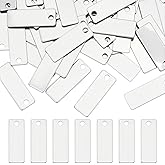 CRAFTYMELODY 60Pcs Stamping Blank Tags 0.98 * 0.35 Inch Stainless Steel Rectangle Stamping Tag Charms with Hole Blank Tag Pendant for DIY Craft Jewelry Making Necklace Earring Bracelets Pet Name Tags