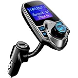 Bluetooth FM Transmitter, Patuoxun Bluetooth MP3 Player FM Transmitter USB Car Charger Hands-Free Calling Wireless Radio Transmitter Car Kit with 3.5mm Audio Device TF Card Slot for iPhone 7 SE 6s 6s Plus,  iPad, HTC and Other Smartphone ,Grey