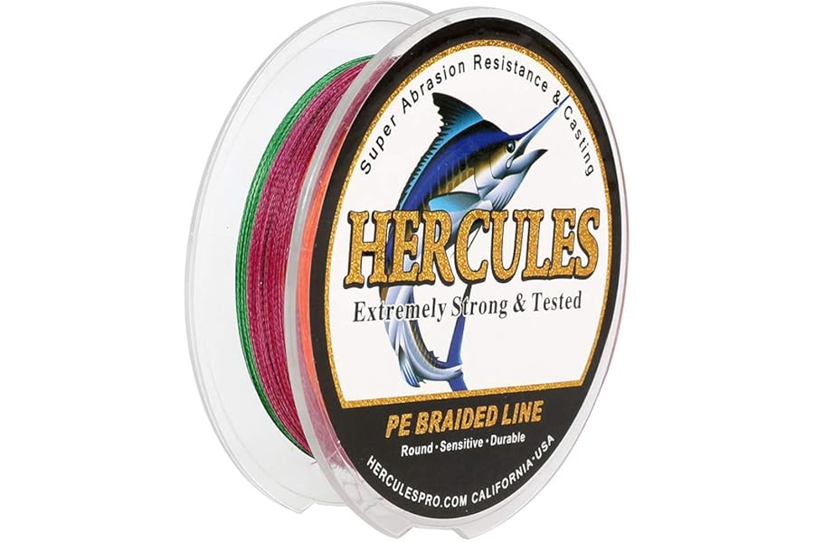 HERCULES Cost-Effective Super Strong 4 Strands Braided Fishing Line 6LB to 100LB Test for Salt-Water, 109/328 / 547/1094 Yards (100M / 300M / 500M / 1000M), Diam# 0.08MM - 0.55MM, Hi-Grade