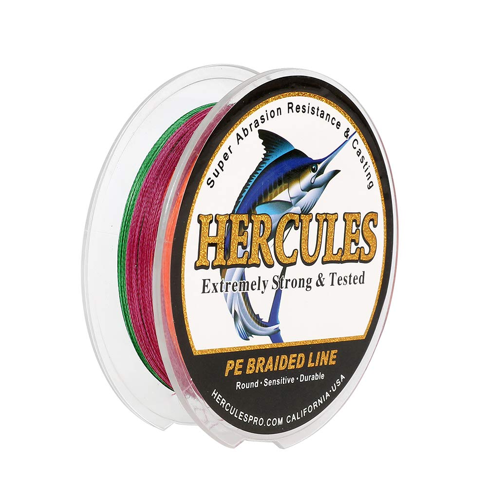 HERCULES Braided Fishing Line 100m 109yds 6lbs-100lbs Pe Superline 4 Strands (Multicolor 20lb/9.1kg 0.20mm) — image 1