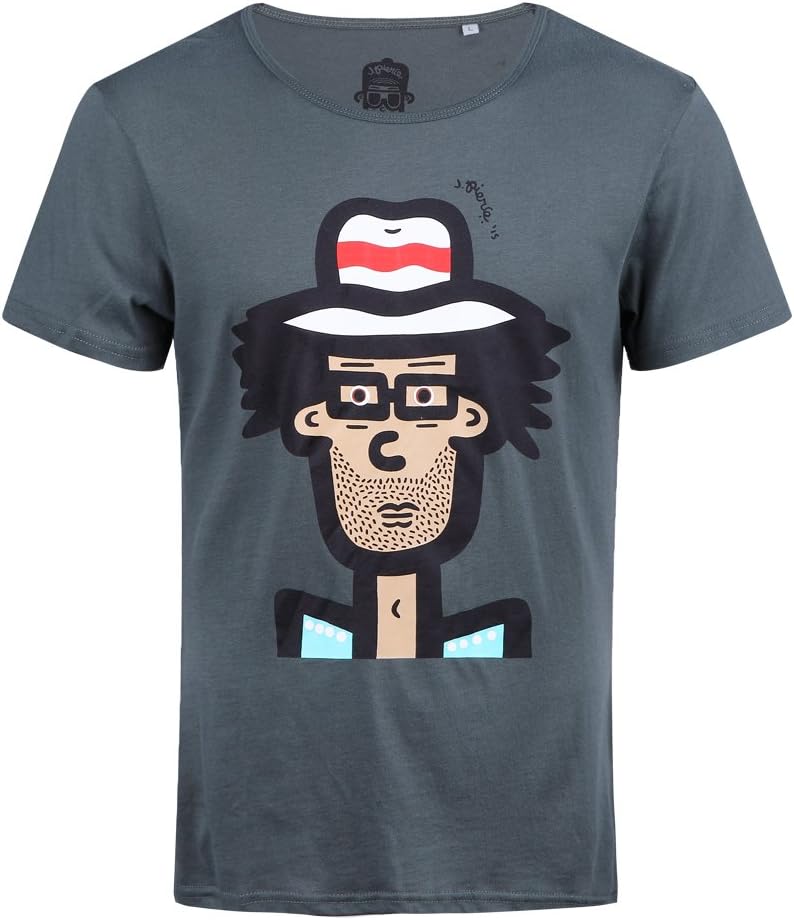 Voiz Homme Men's Vintage Graphic T shirt (M, 215S009-Pine Green)