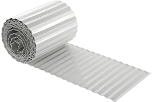 Biueus Garden Edging Border,6"×40Ft Durable Metal Landscape Edging Border, Modern Corrugated Design for Flower Beds and Lawns(White)