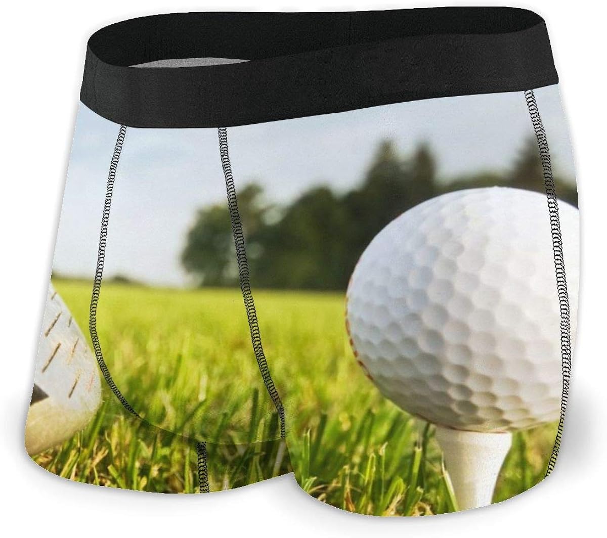 Golf Clubs and Balls Boxer Briefs for Men, Comfortable Underwear Black
