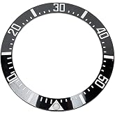 Brrnoo Watch Bezel Insert 40mm Ceramic, White Character Black Back, Repair Replacement Accessory for Watchmaker, Luminous Beads, Scratch- Ceramic
