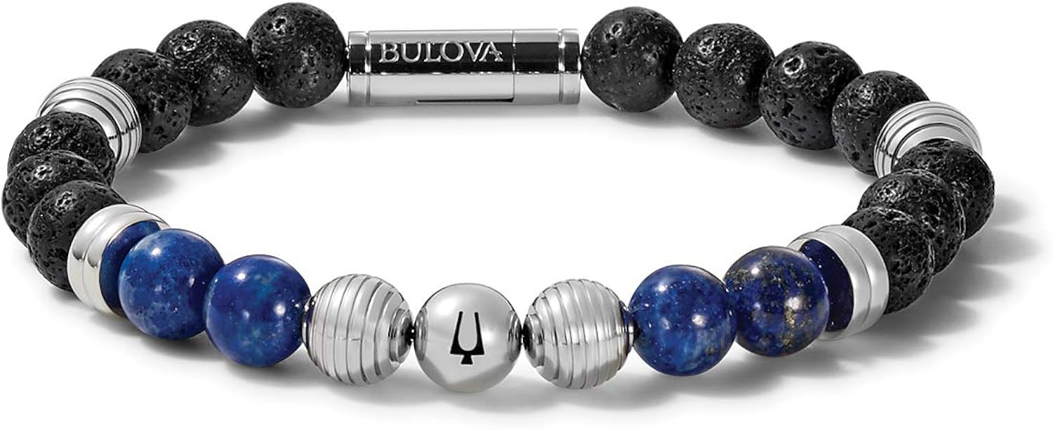 Bulova Mens Classic Beaded Bracelet: Jewelry