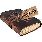 moonster Leather Journal Lined Notebook - Embossed Tree of Life, 8 x 6 Inches Diary, Leather bound Journal for Women - 400 Pages College Ruled Paper - Inspirational Gifts Leather Notebook