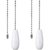 DAYONE Ceiling Fan Chain Pulls White Wooden Pull Chain Extension for Ceiling Light Fan Chain 2 Pack
