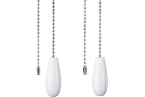 DAYONE Ceiling Fan Chain Pulls White Wooden Pull Chain Extension for Ceiling Light Fan Chain 2 Pack
