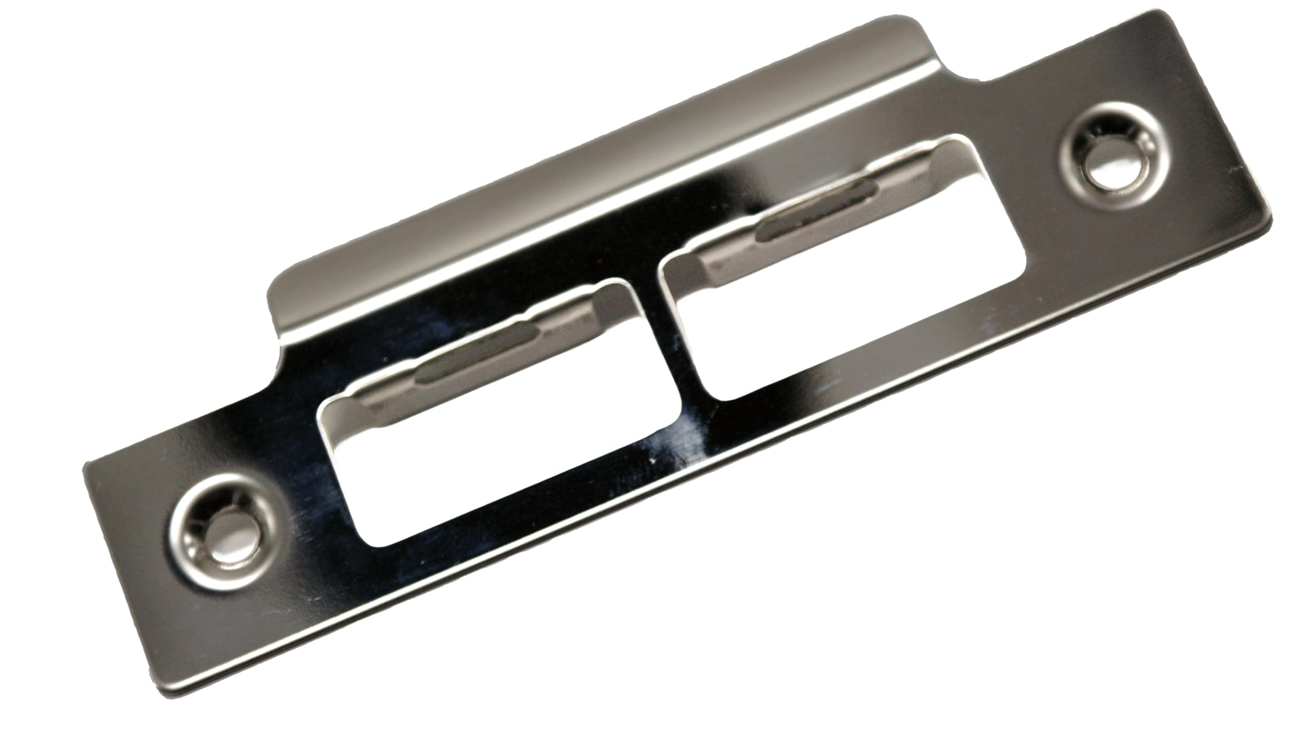 Strike Plate Chrome Double 114 Length for Mortise Lock or Tubular Latch (Double Chrome Strike Plate)