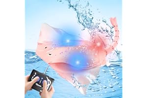 ASOBI Remote Control Boat, 2.4Ghz RC Boat Stingray Robot Fish Toy with LED Lights for Lake Swimming Pool Bathroom Summer Toys for 4 5 6+ Year Old Boys and Girls Christmas Birthday Gifts