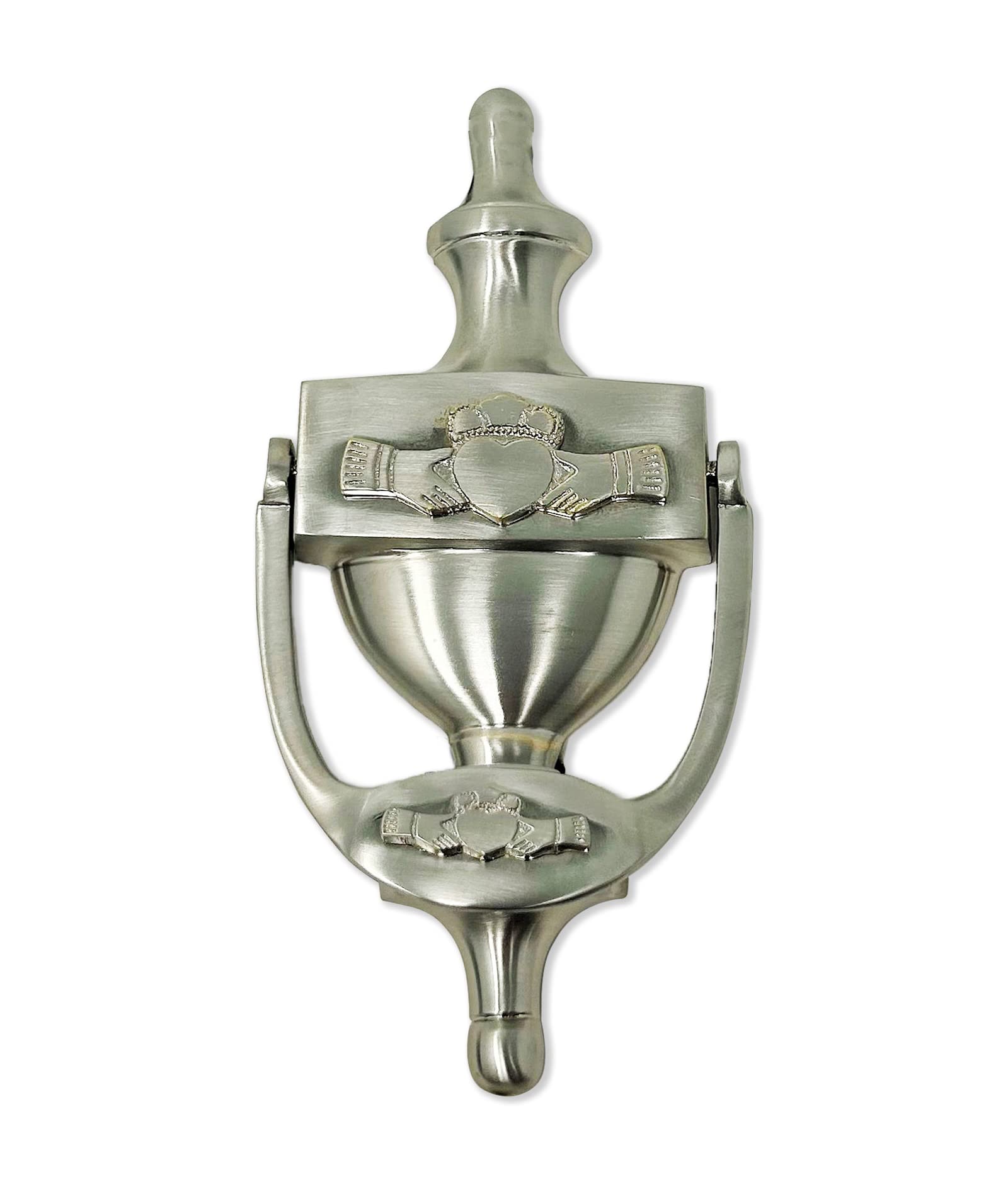 Exclusively Irish Claddagh Door Knocker for Front Door Celtic Brass Knocker Welcome Gift for Home 8'' (Satin Nickel)