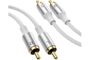 MOSWAG RCA Stereo Cable, 2RCA Male to 2RCA Male Stereo Auxiliary Audio Cable Subwoofer Cable 32.8FT/10M, 24K Gold Plated Nylo