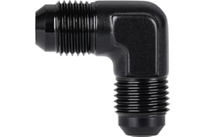 Podavelle 6AN Male to 6AN Male Flare 90 Degree Union Coupler Fitting Adapter Aluminum Black