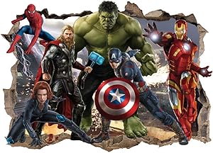ZHIHANYU Super Hero Wall Decals Movie Characters Wall Stickers Excellent Vinyl Smashed Wall Decoration for Boys Bedroom Living Room Playroom Decor Size：（16 x 24inches ）